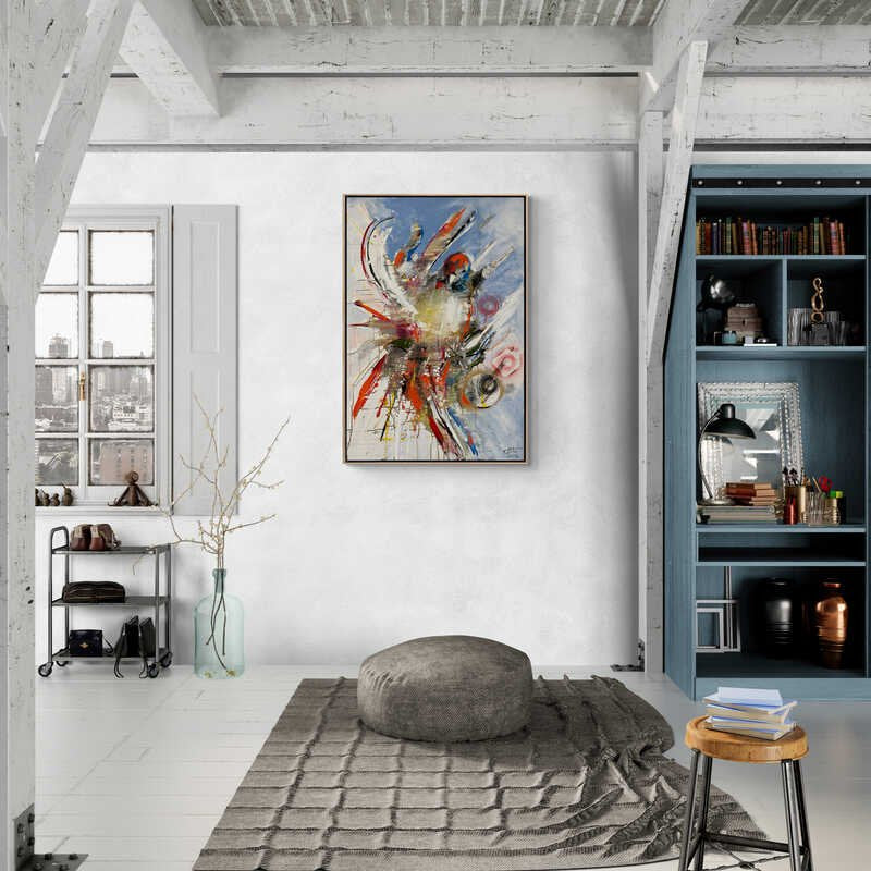 Teknolojik Uçuşlar Yağlı Boya Tablosu Simurg Sanatevi