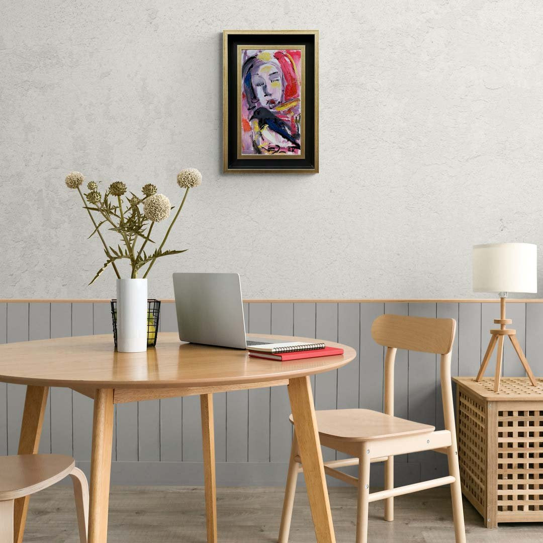 Kadın Kuşun İzinde Yağlı Boya Tablosu Simurg Sanatevi