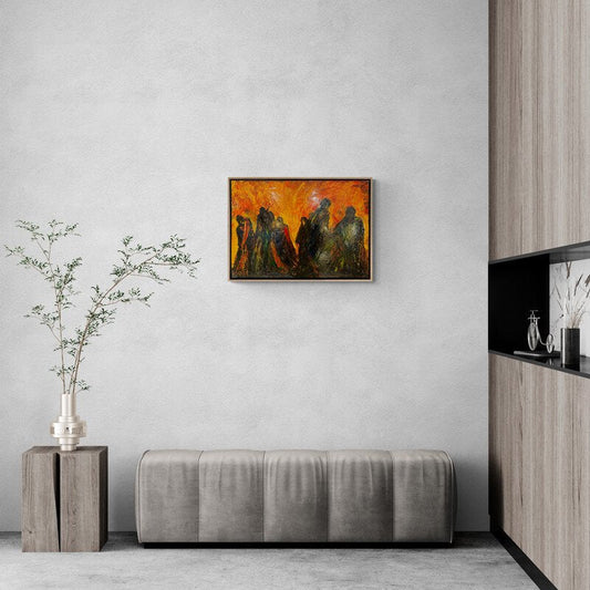 İnsan Siluetleri Yağlı Boya Tablosu Simurg Sanatevi