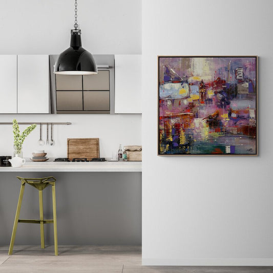 Soyut Galata'nın Yansımaları Yağlı Boya Tablosu Simurg Sanatevi