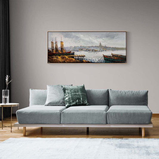 Deniz ve Şehir Yağlı Boya Tablosu Simurg Sanatevi
