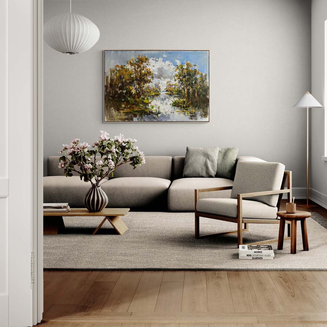 Orman İçinde Nehir Yağlı Boya Tablosu Simurg Sanatevi