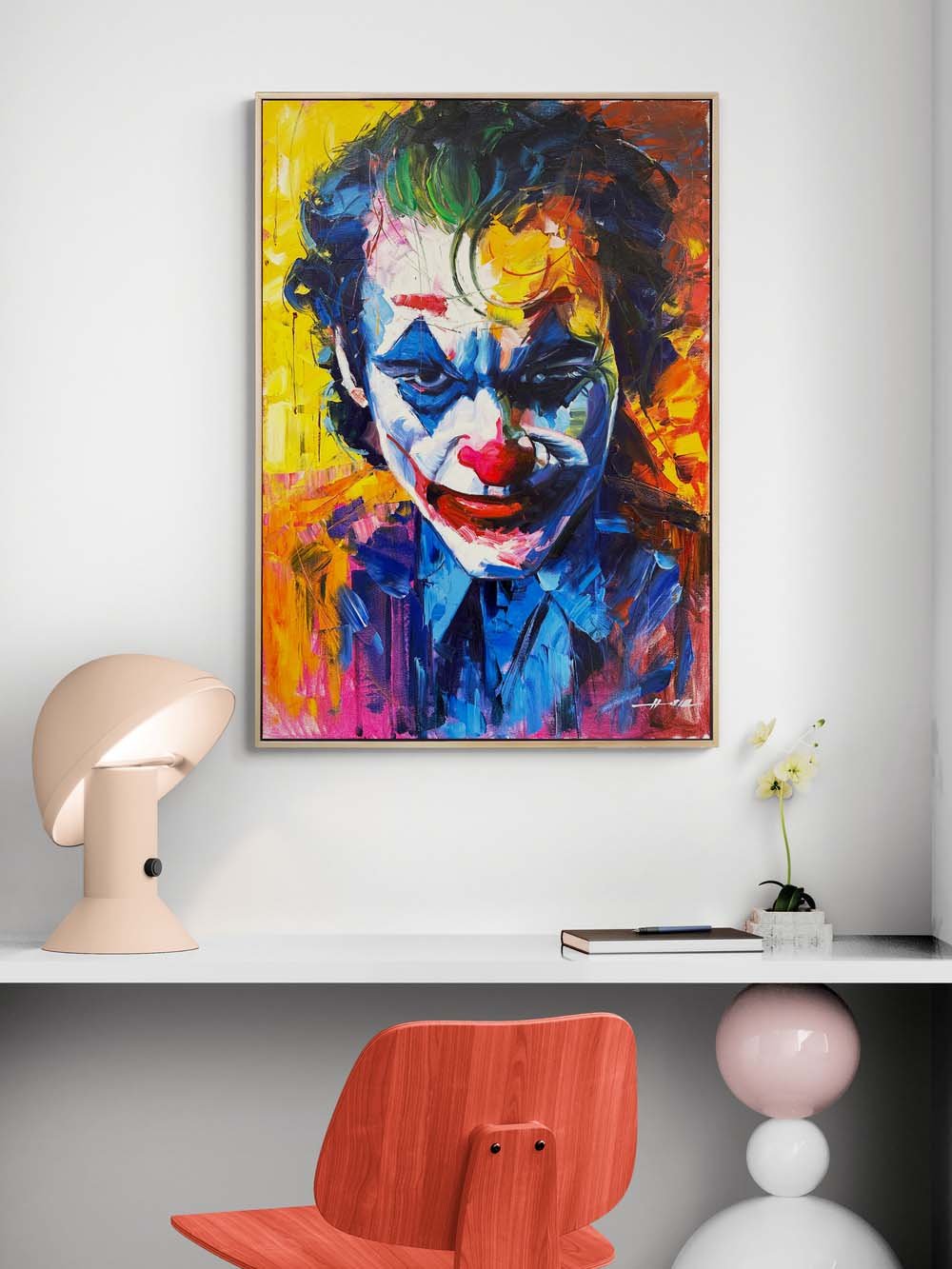 JOKER 油絵アート Joker'in Gerçek Yüzü Yağlı Boya Tablosu | Simurg Sanatevi