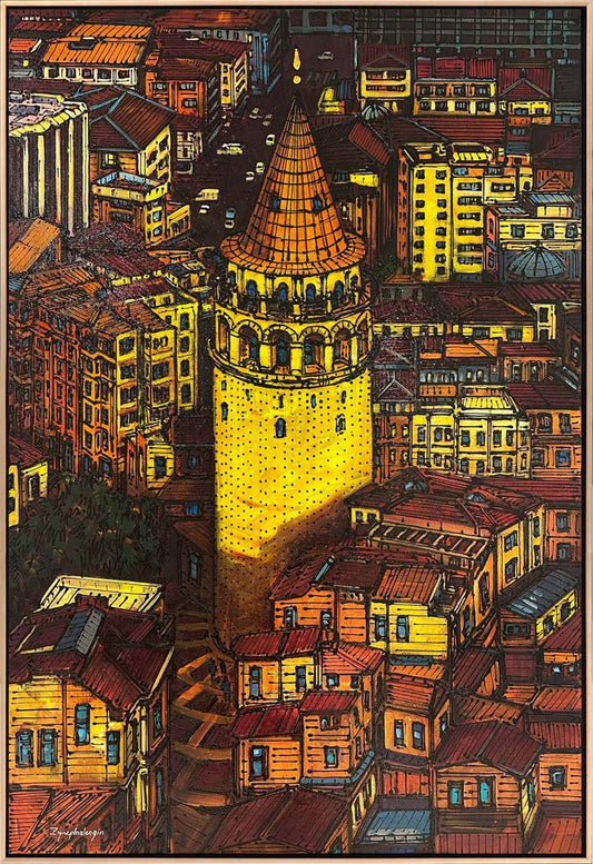 Galata'nın Işığında İstanbul Yağlı Boya Tablosu Simurg Sanatevi