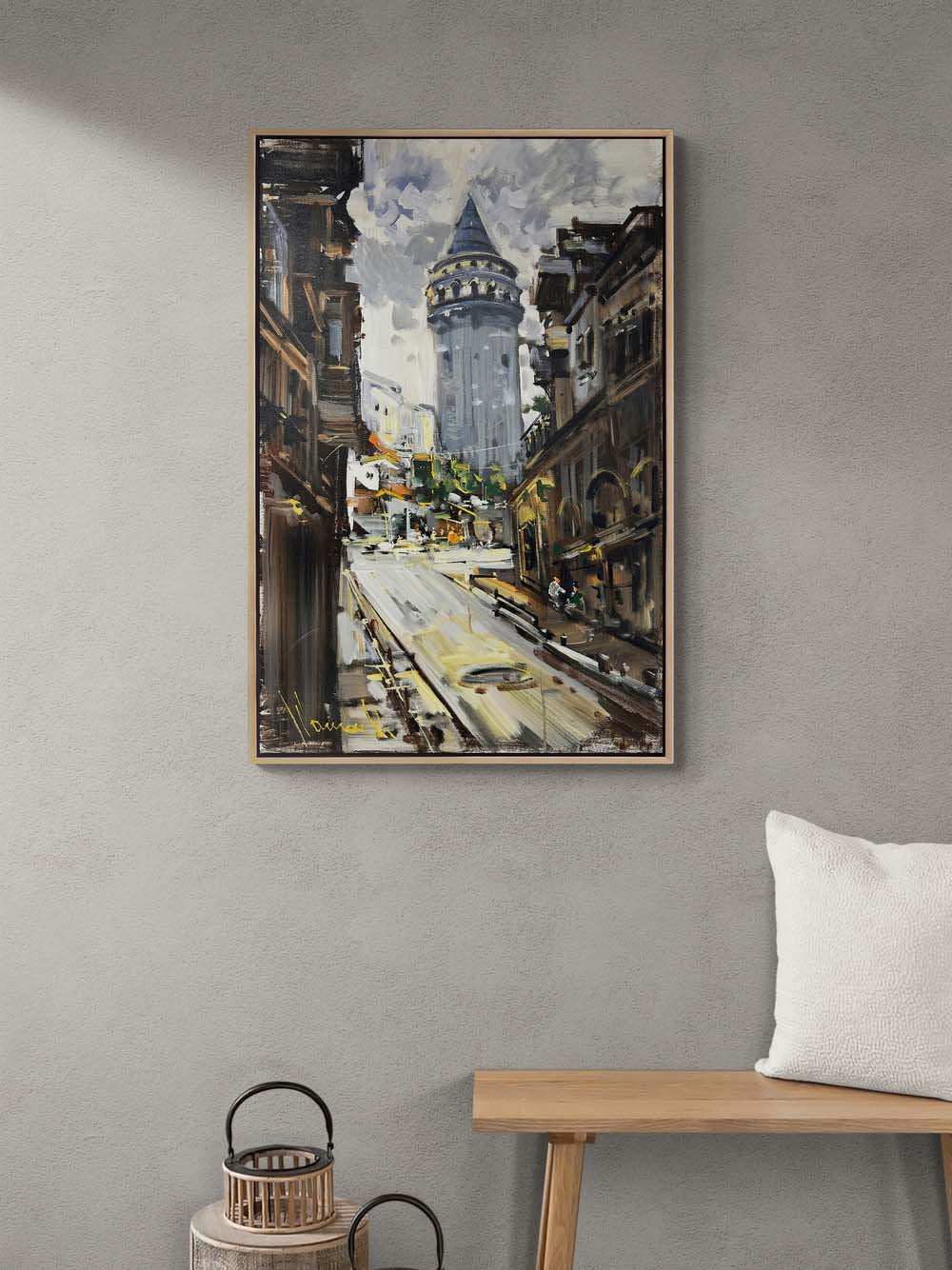 Galata'da Eskiden Yağlı Boya Tablosu