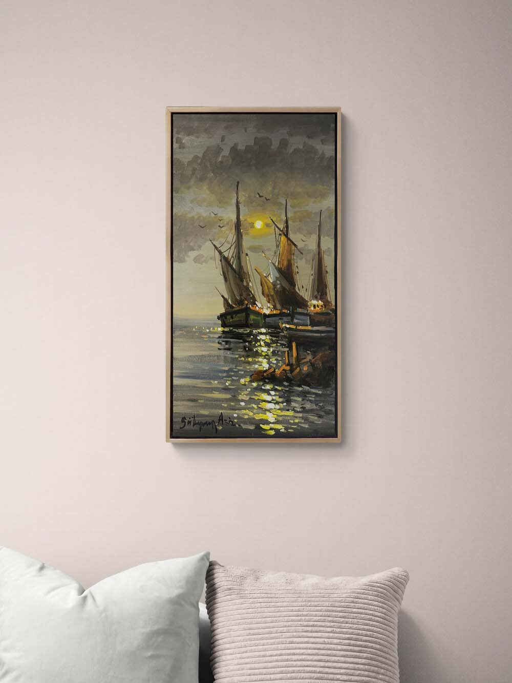 Yelkenlilerin Bekleyişi Yağlı Boya Tablosu