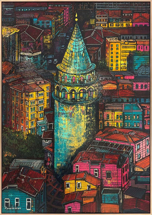 Zaman Yolcusu Galata Yağlı Boya Tablosu Simurg Sanatevi