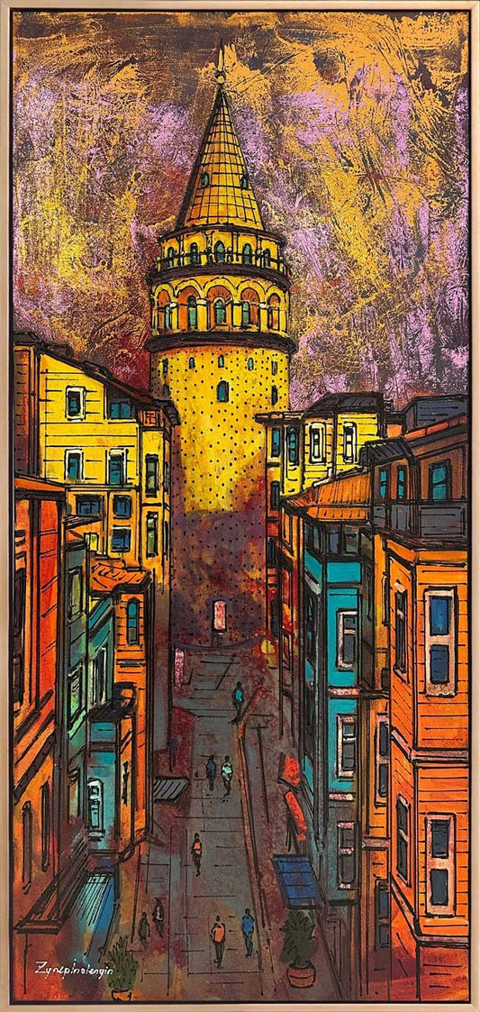 Galata'nın Sessiz Gözcüsü Yağlı Boya Tablosu Simurg Sanatevi