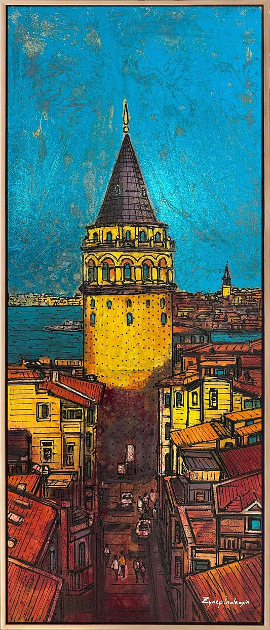 Galata ve Boğazın Sesi Yağlı Boya Tablosu Simurg Sanatevi