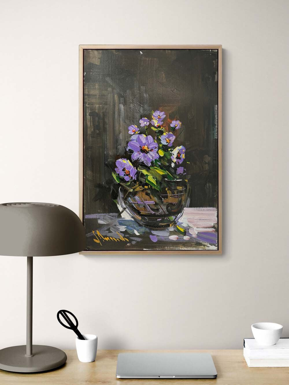 Menekşede Bahar Yağlı Boya Tablosu