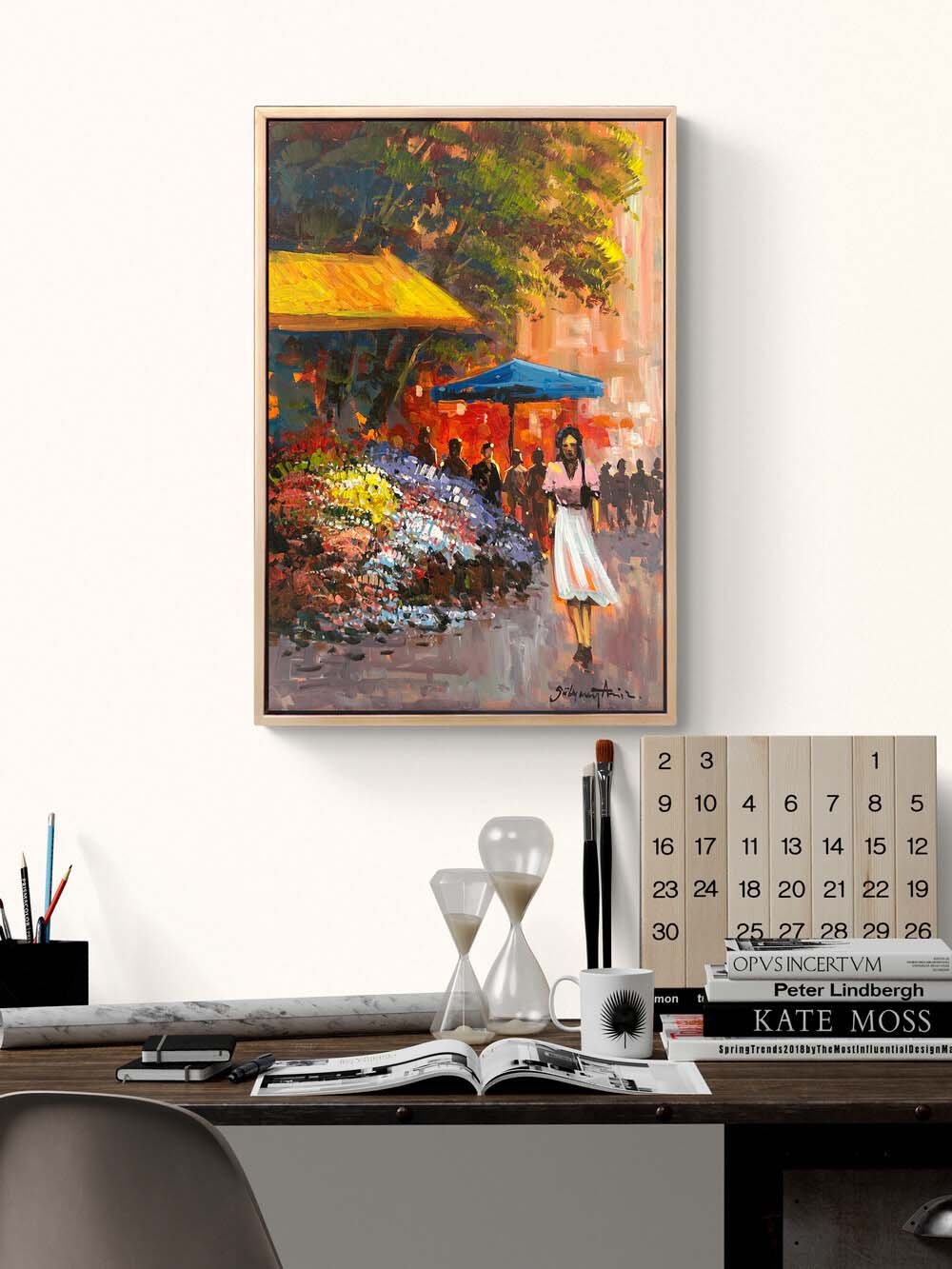 Çiçekçilerin Arasında Yağlı Boya Tablosu