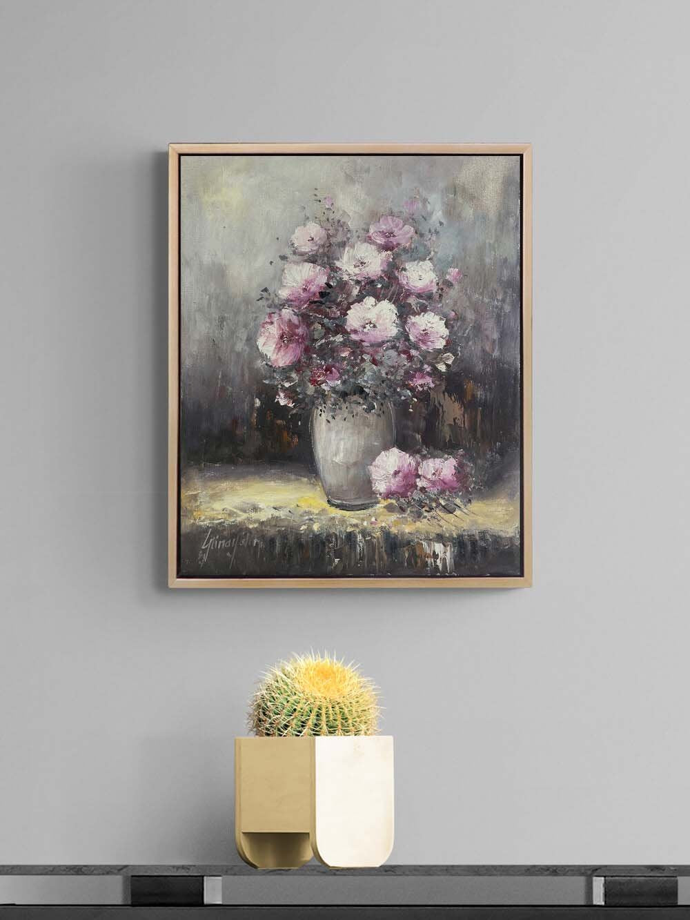 Vazodaki Pembe Bahar Yağlı Boya Tablosu