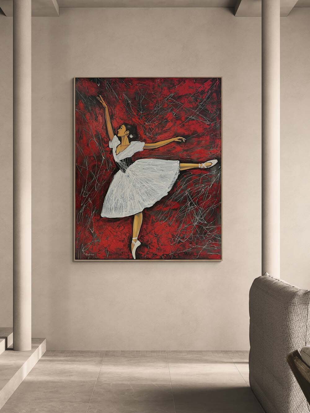 Kırmızı Rüyalarda Balerin Yağlı Boya Tablosu