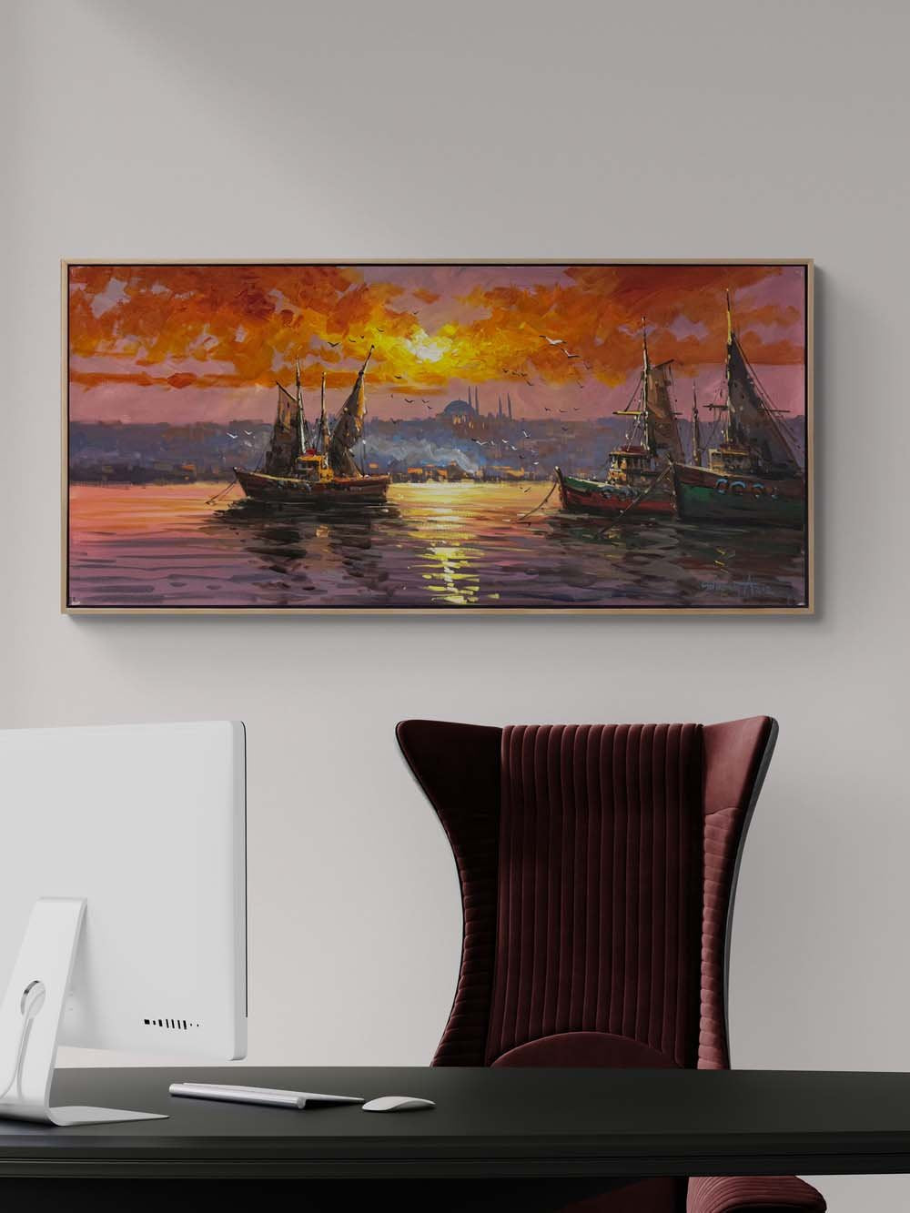 Boğazda Yelken Zamanı Yağlı Boya Tablosu