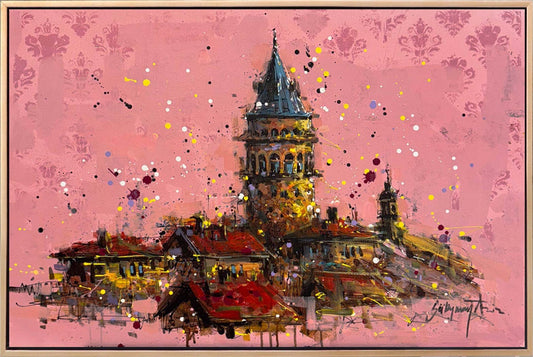 Düşlerde Galata Kulesi Yağlı Boya Tablosu Simurg Sanatevi