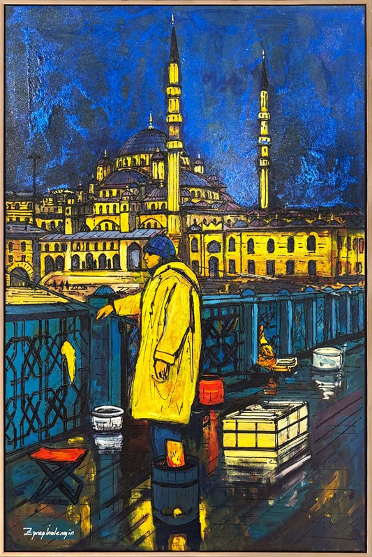 Eminönü'de Balıkçı Yağlı Boya Tablosu Simurg Sanatevi