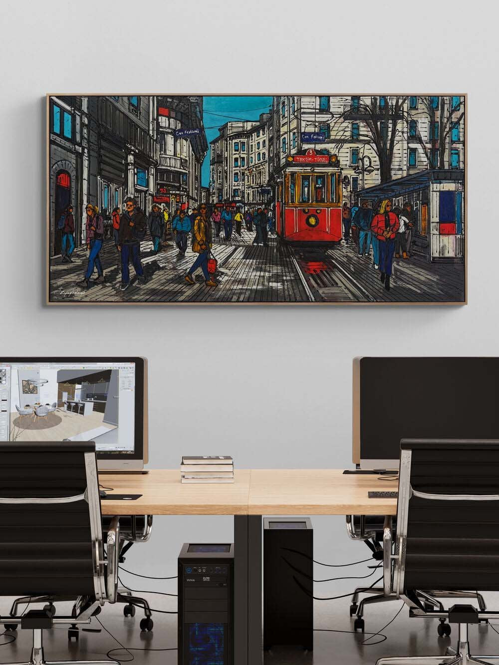 Zamanın İçinden İstiklal Yağlı Boya Tablosu