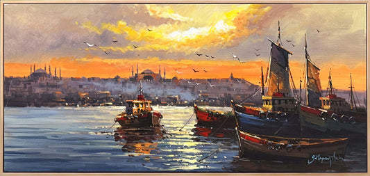 Sessiz İstanbul Boğazı Yağlı Boya Tablosu Simurg Sanatevi