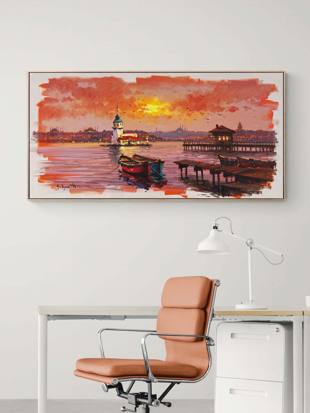 Denizin Ortasında Bir Kule Yağlı Boya Tablosu