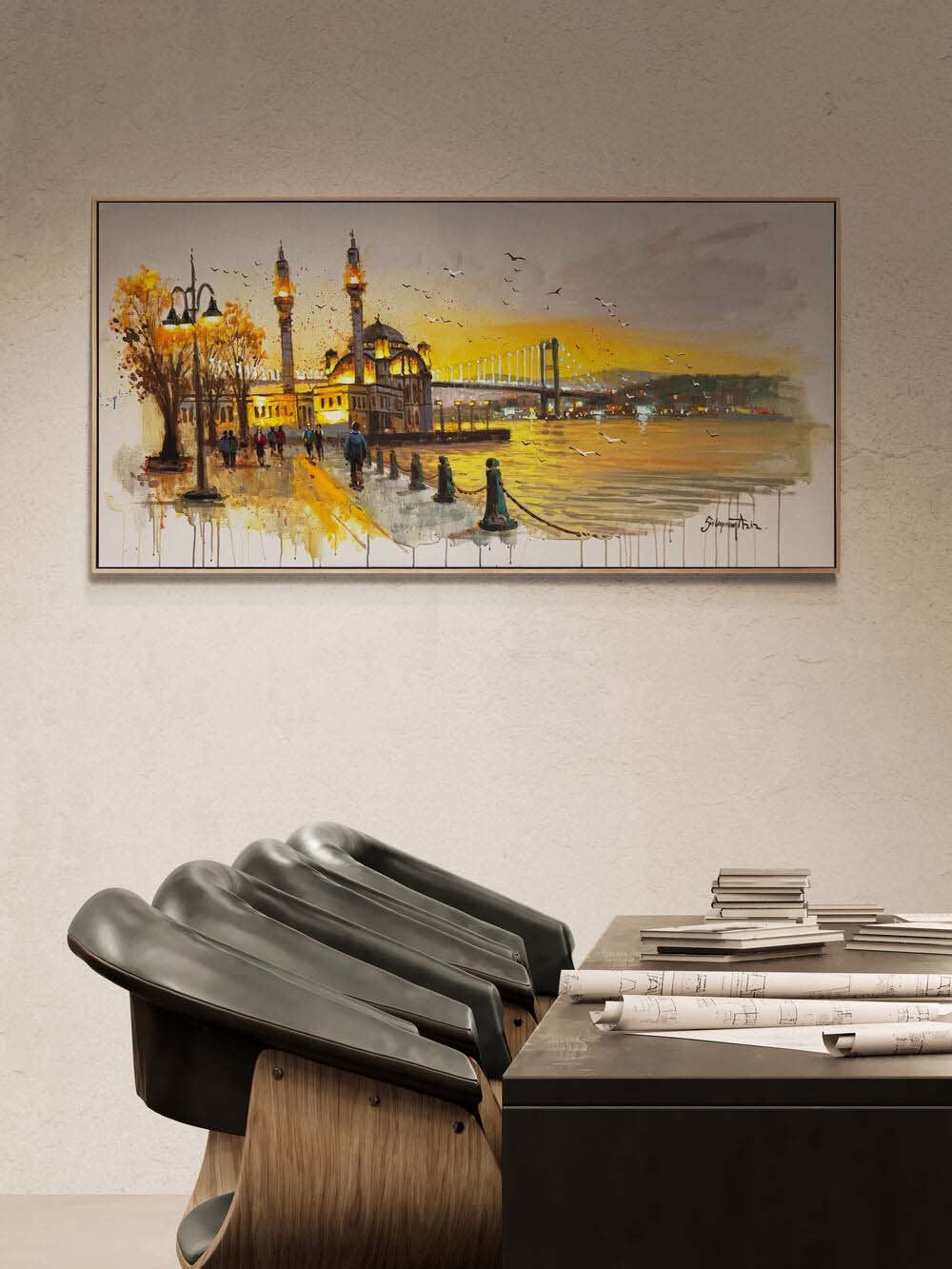 Akşam Işıklarında Ortaköy Yağlı Boya Tablosu