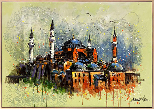 İhtişamlı Ayasofya Cami Yağlı Boya Tablosu Simurg Sanatevi