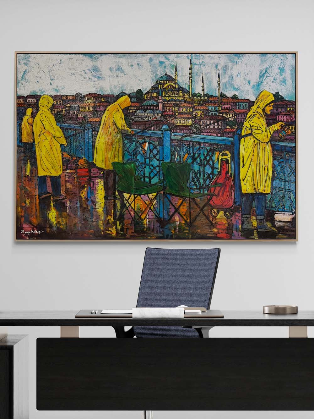 Galata’da Balıkçı Hikâyeleri Yağlı Boya Tablosu