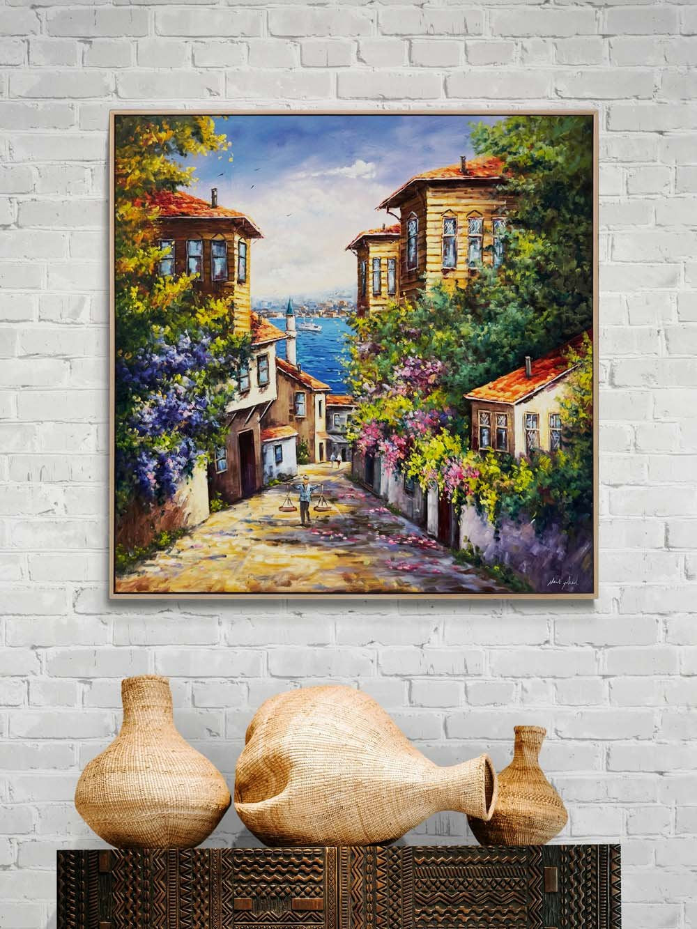 Üsküdar'ın Eski Sokakları Yağlı Boya Tablosu