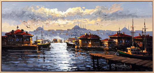 Boğazda Gün Başlarken Yağlı Boya Tablosu Simurg Sanatevi
