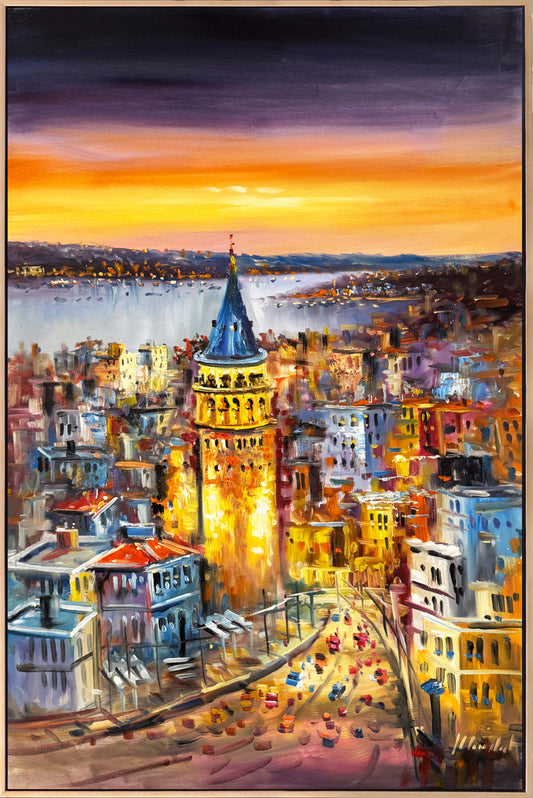 Gecenin Işığında İstanbul Yağlı Boya Tablosu Simurg Sanatevi