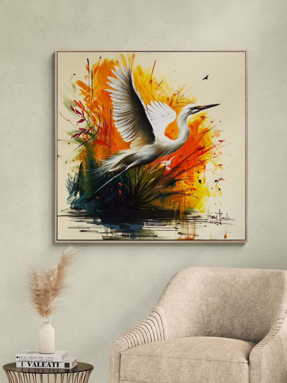 Turna Kuşu Gökyüzünde Yağlı Boya Tablosu