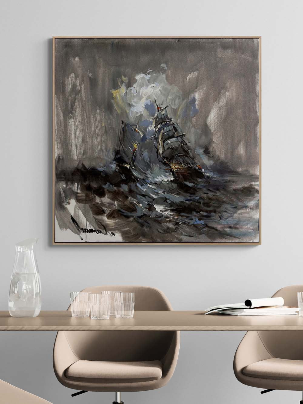 Rüzgarın Peşinde Yelkenli Yağlı Boya Tablosu