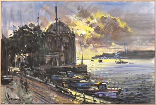 Ortaköy Gün Doğuşu Yağlı Boya Tablosu Simurg Sanatevi