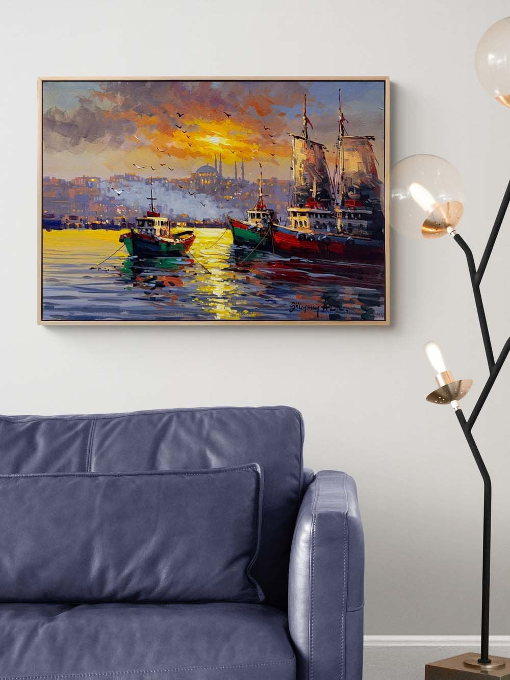 Boğazda Akşam Ezgisi Yağlı Boya Tablosu