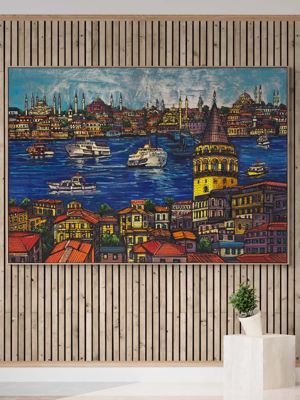 Haliç’te Sessiz Şehir Yağlı Boya Tablosu