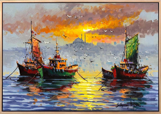 Boğazın Sessiz Avcıları Yağlı Boya Tablosu Simurg Sanatevi