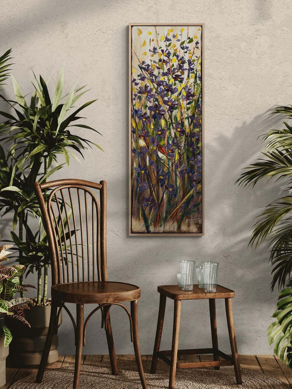 Güneşle Açan Bahçe Yağlı Boya Tablosu