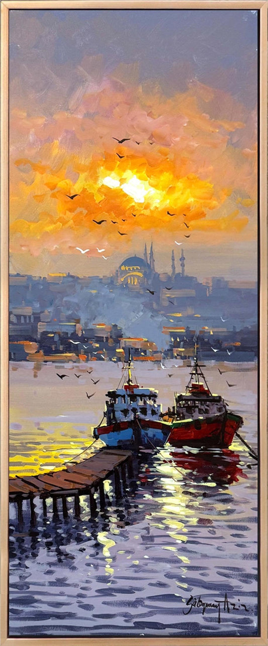 Martılarla İstanbul Yağlı Boya Tablosu Simurg Sanatevi