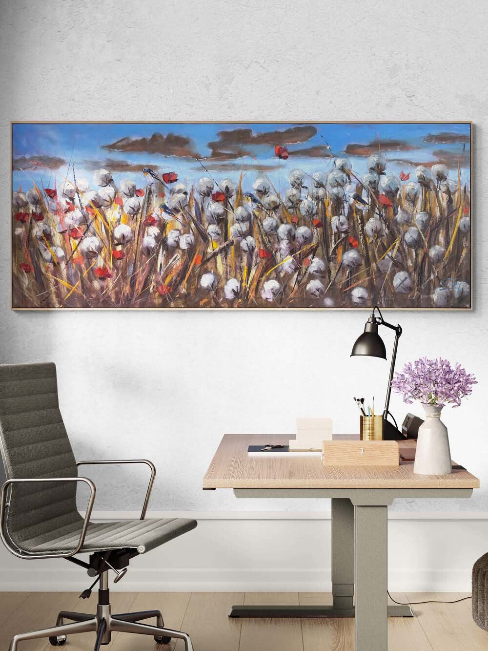 Akşamüstü Pamuk Tarlası Yağlı Boya Tablosu