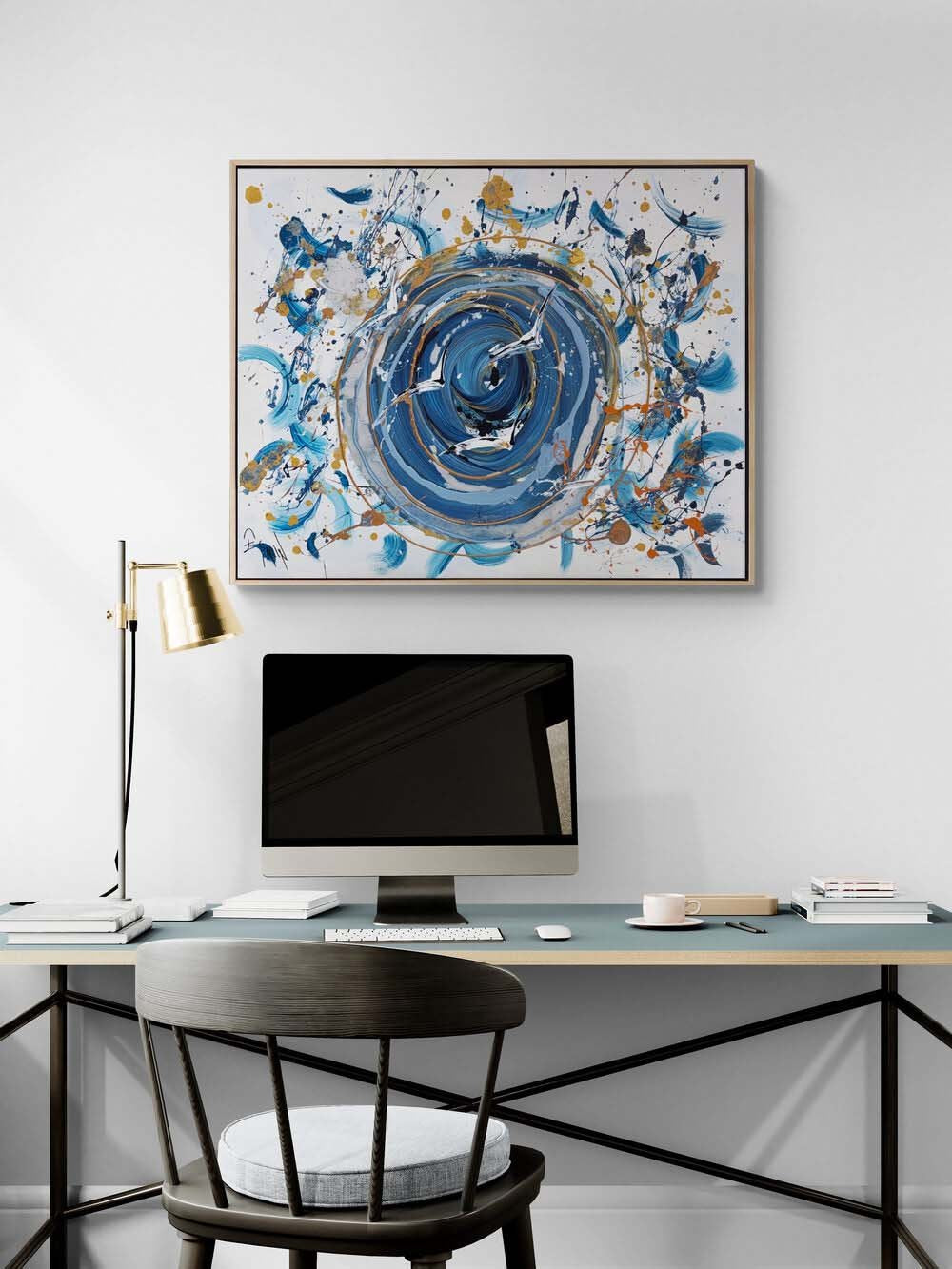 Mavilerde Kuşların Dansı Yağlı Boya Tablosu