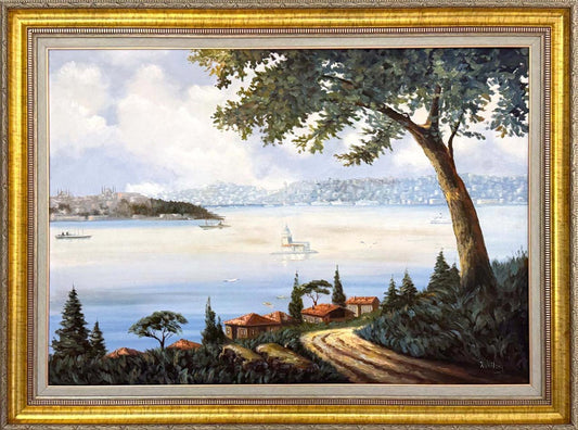 Gün Işığında Kız Kulesi Yağlı Boya Tablosu Simurg Sanatevi