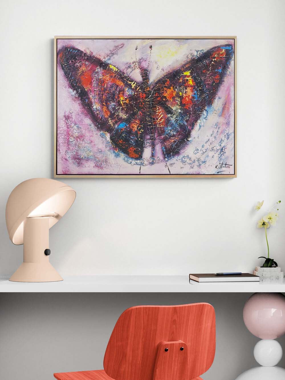 Renkler İçinde Kelebek Yağlı Boya Tablosu