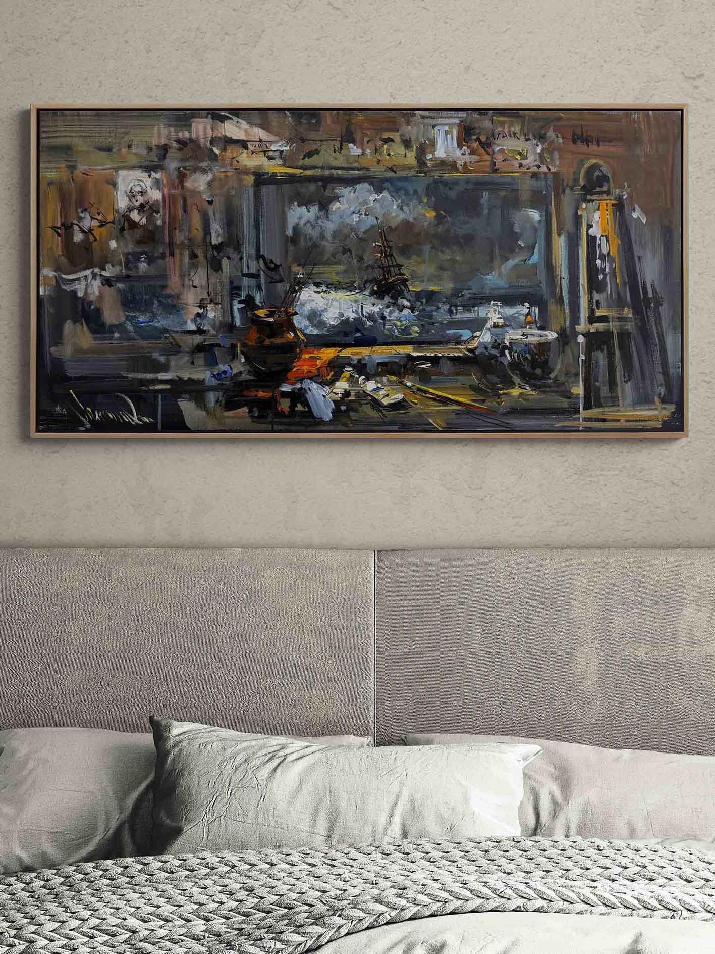 Dalgalar Arasında Fırça İzleri Yağlı Boya Tablosu