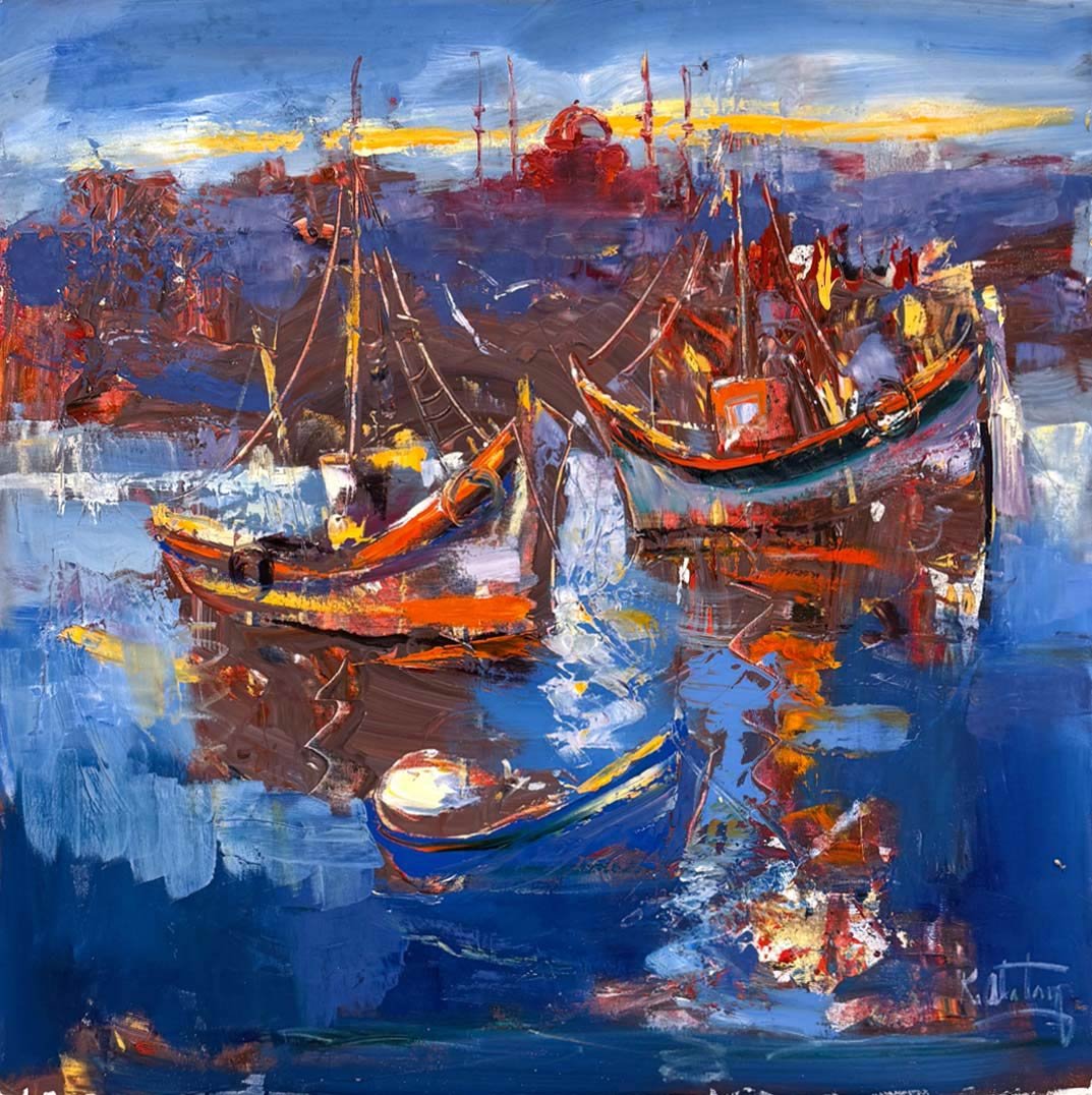 Ufka Doğru Yelkenliler Yağlı Boya Tablosu