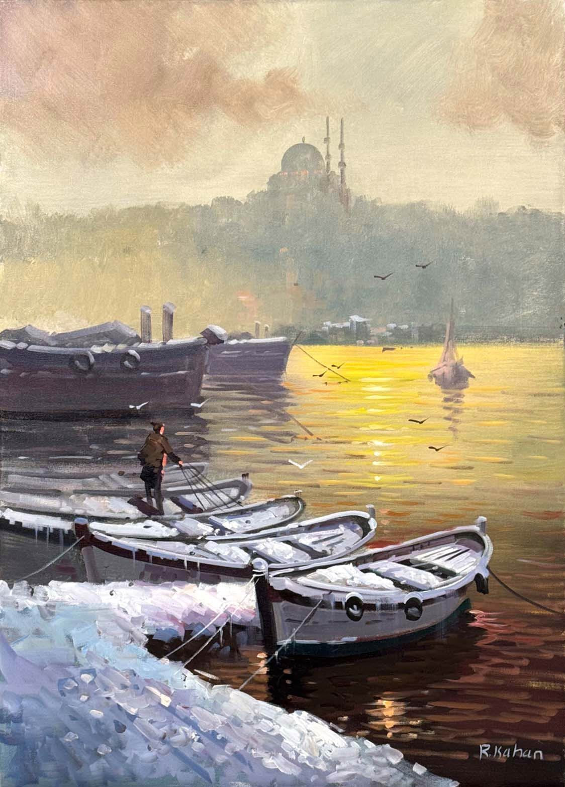 Kar Altında Boğaz Yağlı Boya Tablosu