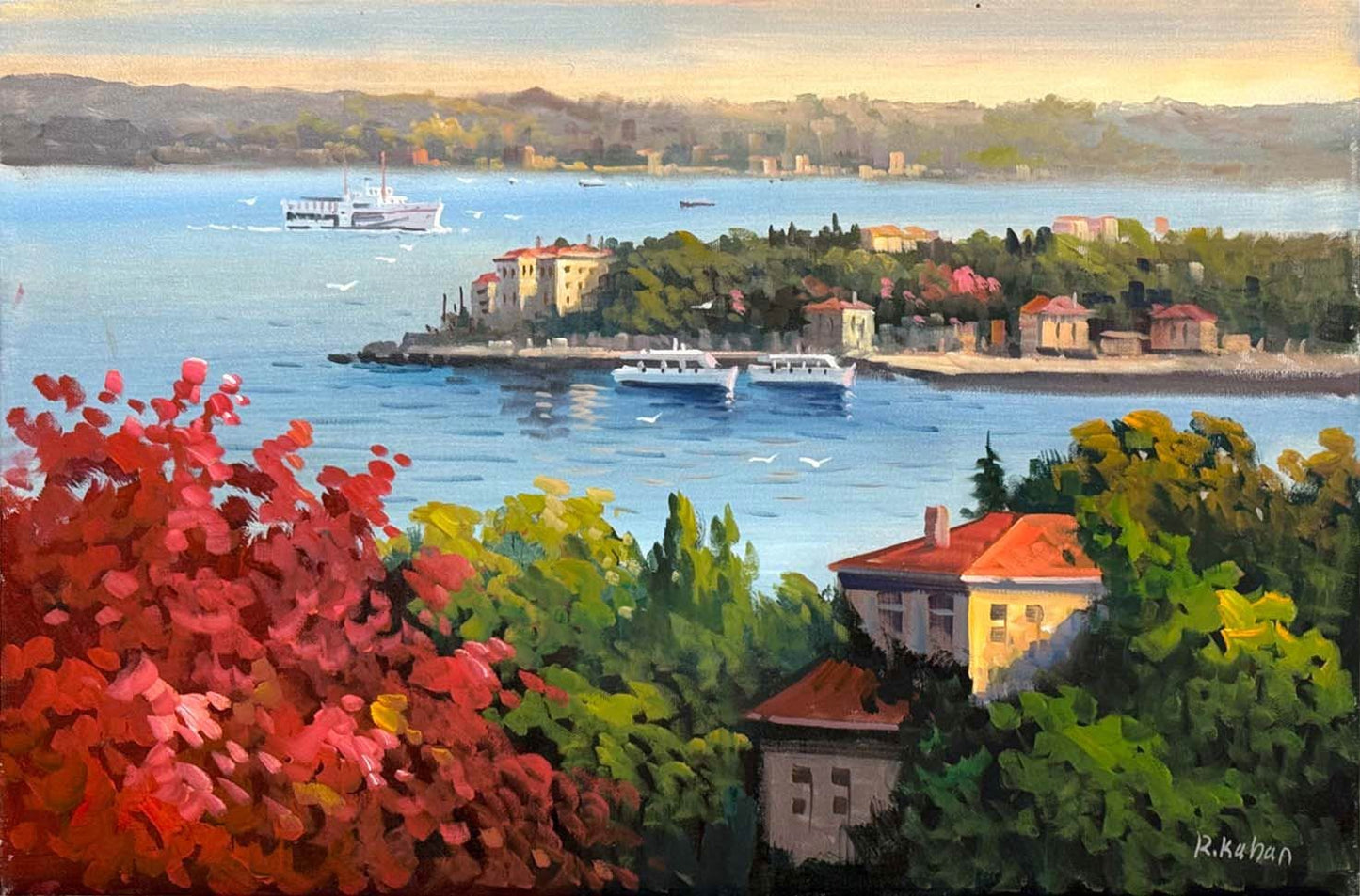 Huzura Bakan Evler Yağlı Boya Tablosu