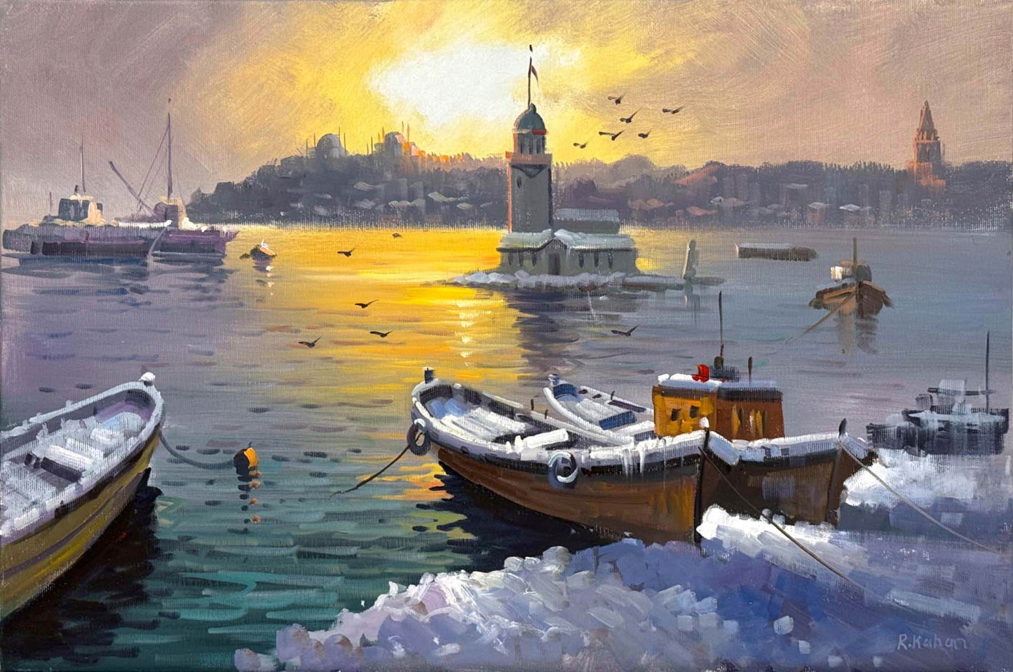 Eski İstanbul’da Kış Yağlı Boya Tablosu