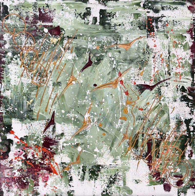 Çizgide Kuşlar Yağlı Boya Tablosu