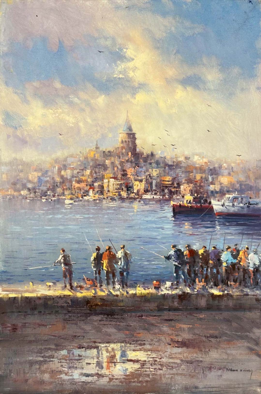 Boğazdan Galata'ya Yağlı Boya Tablosu