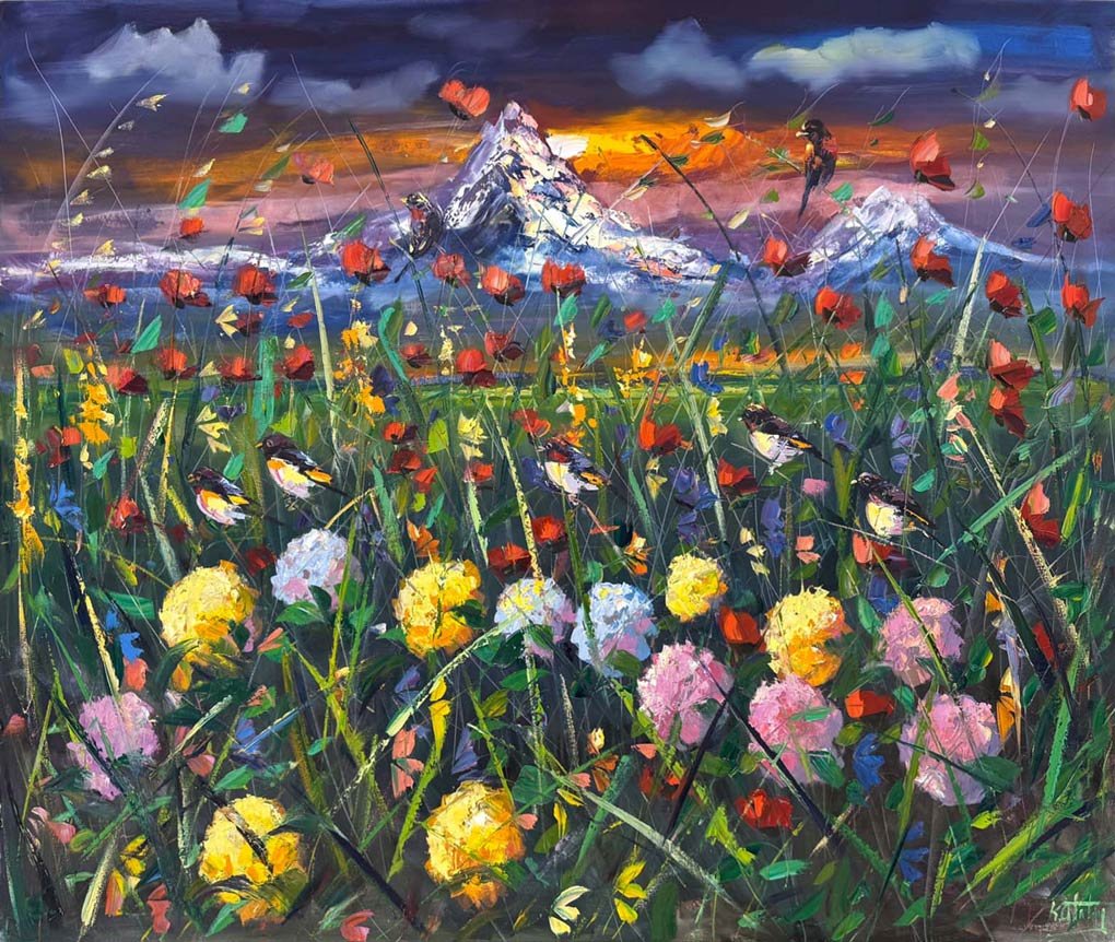 Akşam Vakti Kır Bahçesi Yağlı Boya Tablosu