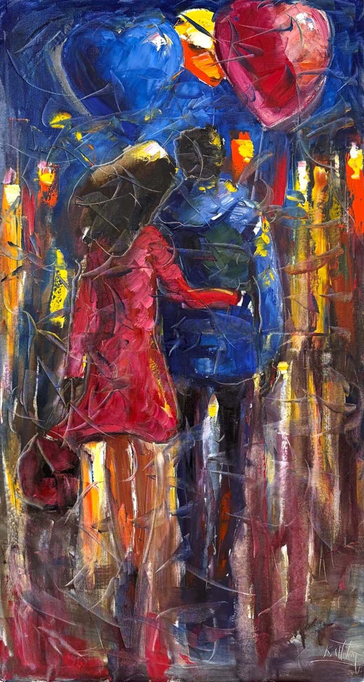 Kalpten Kalbe Yürürken Yağlı Boya Tablosu